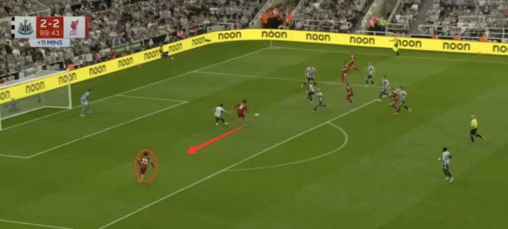 Ngumoha finishing for the winner.